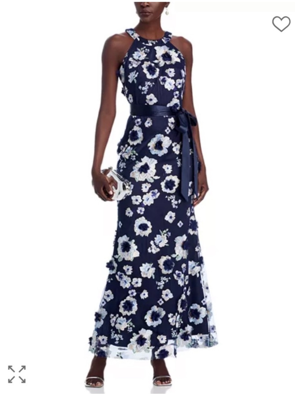 Eliza J Embroidered-Floral Sleeveless Gown 6